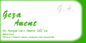 geza ament business card